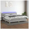 vidaXL Sommier à lattes de lit matelas LED Gris clair 200x200 cm Tissu