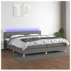 vidaXL Sommier à lattes de lit et matelas et LED Gris foncé 200x200 cm