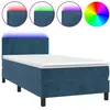 vidaXL Sommier à lattes de lit avec matelas LED Bleu foncé 200x200 cm