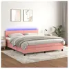 vidaXL Sommier à lattes de lit avec matelas LED Rose 180x200cm Velours