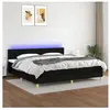 vidaXL Sommier à lattes de lit et matelas et LED Noir 200x200 cm Tissu
