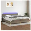 vidaXL Sommier à lattes de lit et matelas et LED Taupe 200x200cm Tissu