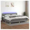 vidaXL Sommier à lattes de lit et matelas et LED Gris foncé 200x200 cm
