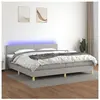 vidaXL Sommier à lattes de lit matelas LED Gris clair 200x200 cm Tissu