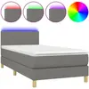 vidaXL Sommier à lattes de lit et matelas et LED Gris foncé 200x200 cm