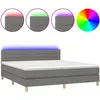 vidaXL Sommier à lattes de lit et matelas et LED Gris foncé 180x200 cm