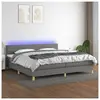 vidaXL Sommier à lattes de lit et matelas et LED Gris foncé 200x200 cm