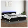vidaXL Sommier à lattes de lit et matelas et LED Noir 200x200 cm Tissu