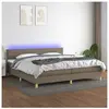 vidaXL Sommier à lattes de lit et matelas et LED Taupe 200x200cm Tissu