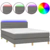 vidaXL Sommier à lattes de lit et matelas et LED Gris foncé 140x190 cm