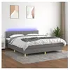 vidaXL Sommier à lattes de lit et matelas et LED Gris foncé 180x200 cm