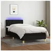 vidaXL Sommier à lattes de lit avec matelas et LED Noir 90x200cm Tissu