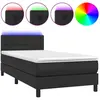 vidaXL Sommier à lattes de lit avec matelas et LED Noir 80x200 cm