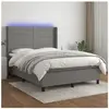 vidaXL Sommier à lattes de lit matelas LED Gris foncé 140x190 cm Tissu