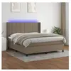 vidaXL Sommier à lattes de lit matelas et LED Taupe 180x200 cm Tissu