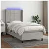 vidaXL Sommier à lattes de lit matelas LED Gris clair 90x200cm Tissu