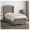 vidaXL Sommier à lattes de lit matelas et LED Taupe 90x200 cm Tissu
