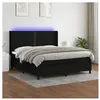 vidaXL Sommier à lattes de lit matelas LED Noir 180x200 cm Tissu
