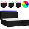 vidaXL Sommier à lattes de lit matelas LED Noir 200x200 cm Tissu