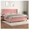 vidaXL Sommier à lattes de lit avec matelas Rose 200x200 cm Velours