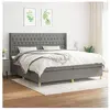 vidaXL Sommier à lattes de lit avec matelas Gris foncé 200x200cm Tissu