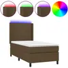 vidaXL Sommier à lattes de lit matelas et LED Marron foncé 140x200 cm