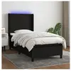 vidaXL Sommier à lattes de lit matelas et LED Noir 100x200 cm Tissu