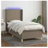 vidaXL Sommier à lattes de lit matelas et LED Taupe 90x190 cm Tissu