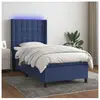 vidaXL Sommier à lattes de lit matelas et LED Bleu 90x190 cm Tissu