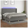 vidaXL Sommier à lattes de lit matelas LED Gris foncé 200x200 cm Tissu