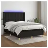 vidaXL Sommier à lattes de lit matelas et LED Noir 140x190 cm Tissu