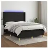 vidaXL Sommier à lattes de lit matelas et LED Noir 140x190 cm Tissu