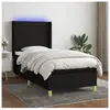 vidaXL Sommier à lattes de lit matelas et LED Noir 90x200 cm Tissu