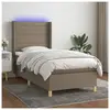 vidaXL Sommier à lattes de lit matelas et LED Taupe 90x190 cm Tissu