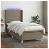 vidaXL Sommier à lattes de lit matelas et LED Taupe 80x200cm Tissu