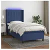 vidaXL Sommier à lattes de lit matelas et LED Bleu 90x190 cm Tissu