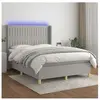 vidaXL Sommier à lattes de lit matelas LED Gris clair 140x190 cm Tissu