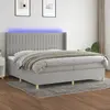 vidaXL Sommier tapissier matelas et LED Gris clair 200x200 cm Tissu