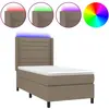 vidaXL Sommier à lattes de lit matelas et LED Taupe 200x200 cm Tissu