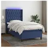 vidaXL Sommier à lattes de lit matelas et LED Bleu 90x190 cm Tissu
