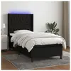 vidaXL Sommier à lattes de lit matelas et LED Noir 90x190 cm Tissu