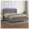 vidaXL Sommier à lattes de lit matelas et LED Taupe 180x200 cm Tissu