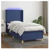 vidaXL Sommier à lattes de lit matelas et LED Bleu 100x200 cm Tissu