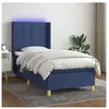 vidaXL Sommier à lattes de lit matelas et LED Bleu 100x200 cm Tissu