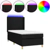 vidaXL Sommier à lattes de lit matelas et LED Noir 90x200 cm Tissu