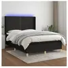 vidaXL Sommier à lattes de lit matelas et LED Noir 140x190 cm Tissu