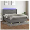 vidaXL Sommier à lattes de lit matelas LED Gris foncé 160x200 cm Tissu