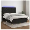 vidaXL Sommier à lattes de lit matelas et LED Noir 140x190 cm Tissu