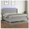 vidaXL Sommier à lattes de lit matelas LED Gris clair 200x200 cm Tissu