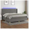 vidaXL Sommier à lattes de lit matelas LED Gris foncé 200x200 cm Tissu